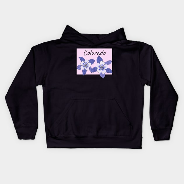 Colorado Blue Columbine Flower Kids Hoodie by SunburstGeo